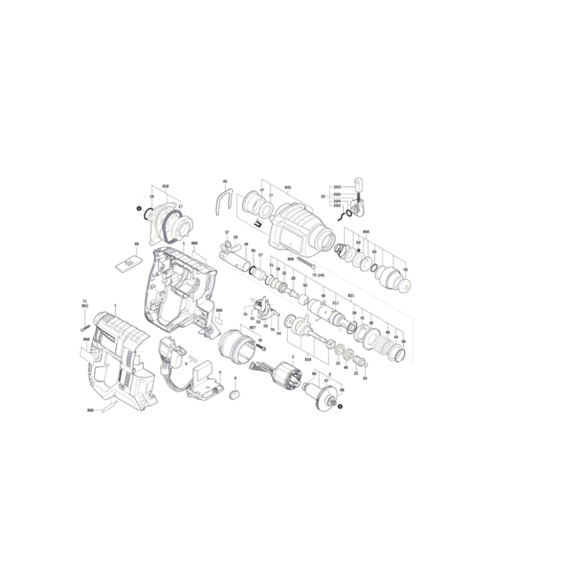 Młotowiertarka - BOSCH NIEBIESKI GBH180-LI 3611J11120 - (rysunek techniczny)
