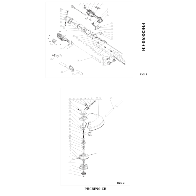 Kosa elektryczna wielofunkcyjna - NAC PHCBE90-CH 82384205 - (rysunek techniczny)
