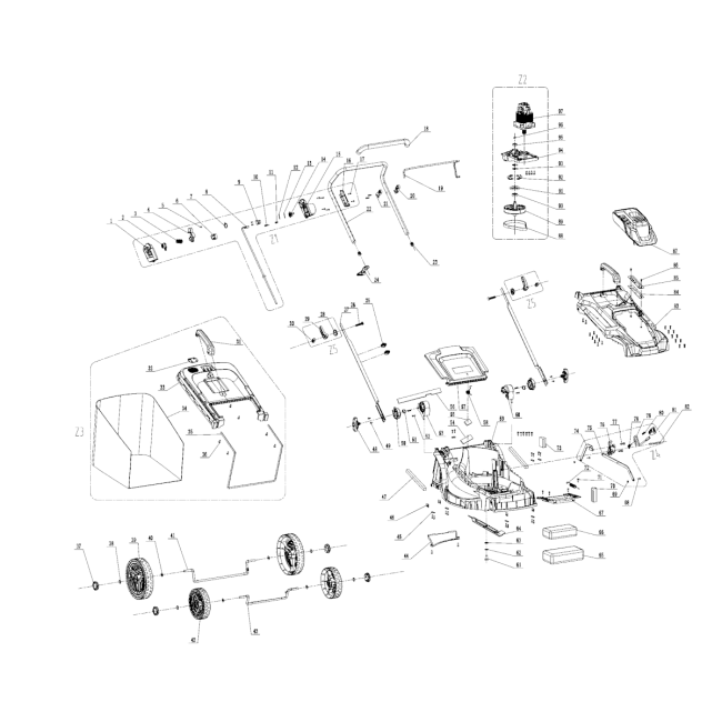Kosiarka elektryczna - NAC LE18-E-43-PB 93493860 - (rysunek techniczny)
