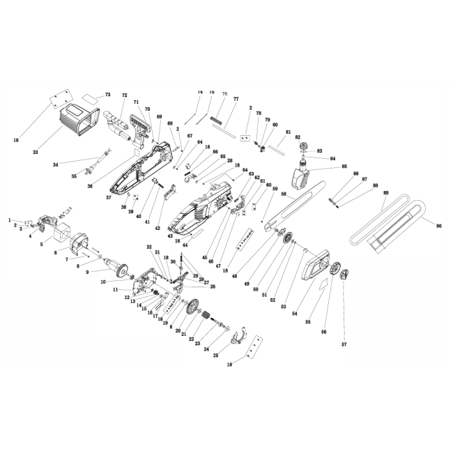 Pilarka łańcuchowa - NAC CE20-40-NS-H 84588017 - (rysunek techniczny)
