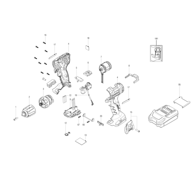 Wiertarko-wkrętarka - METABO BS18LBL 84588077 - (rysunek techniczny)

