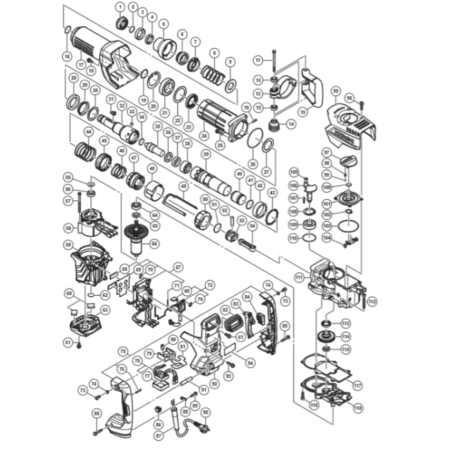 Młot udarowy - HITACHI H60ME 84588077 - (rysunek techniczny)
