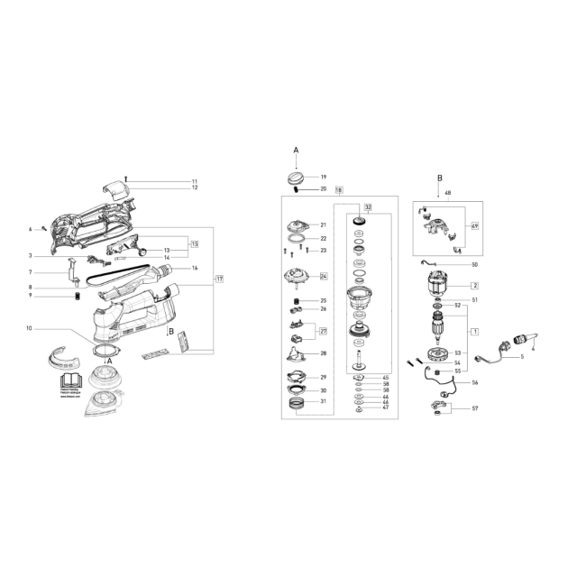 Szlifierka mimośrodowa - FESTOOL RO90DXFEQ230V 84588077 - (rysunek techniczny)
