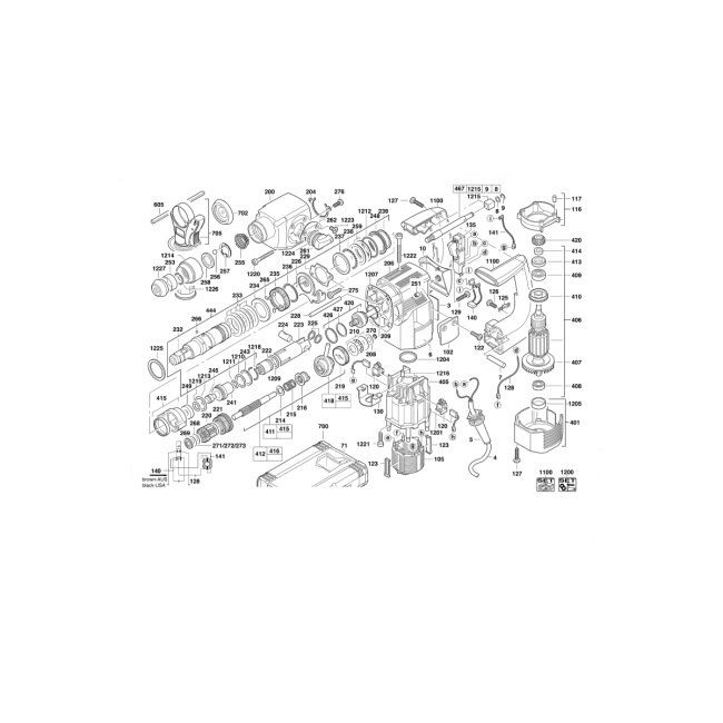 Młotowiertarka sds+ - AEG PN3500 4000384769 - (rysunek techniczny)

