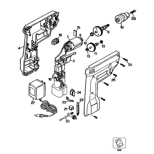Wkrętarka - BLACK DECKER 9013 Typ 4 - (rysunek techniczny)
