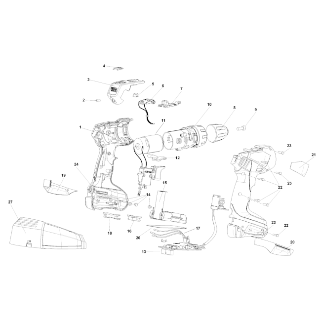 Wiertrko - wkrętarka - BLACK DECKER CP14LN Typ 1 - (rysunek techniczny)
