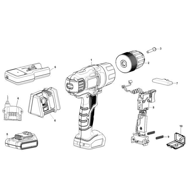 Wiertarko-wkrętarka akumulatorowa - BLACK&DECKER EGBL14 H1 - (rysunek techniczny)
