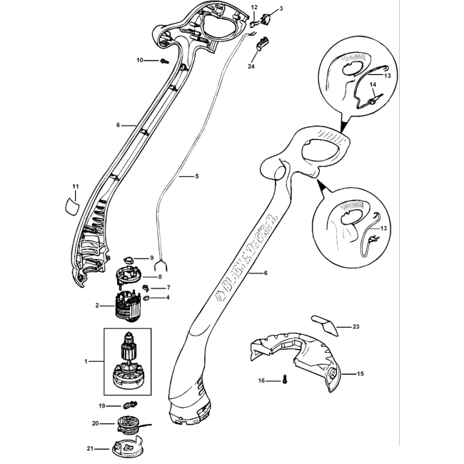 Podkaszarka do trawy - BLACK&DECKER GL430S Typ 2 - (rysunek techniczny)
