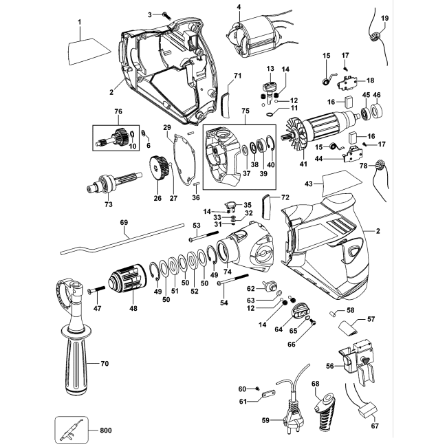Wiertarka - BLACK DECKER KR85 012.2020 - (rysunek techniczny)

