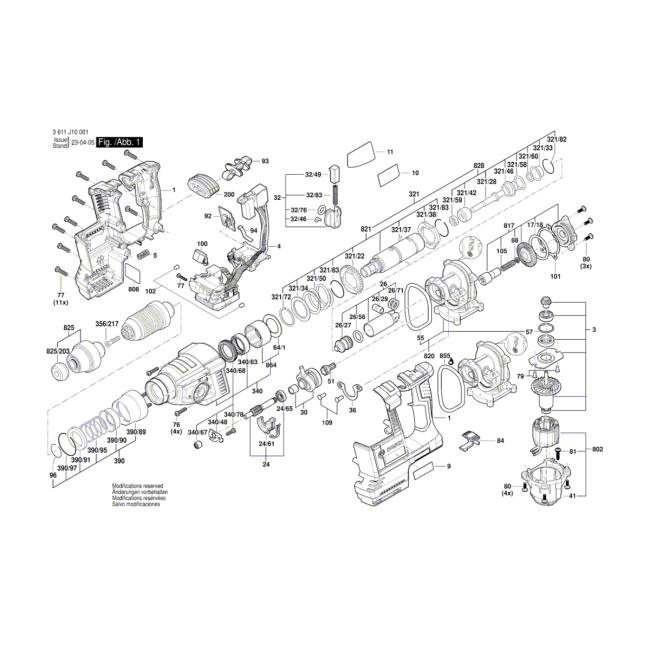 Akumulatorowy młot obrotowy - BOSCH NIEBIESKI GBH18V-26 3611J10001 - (rysunek techniczny)
