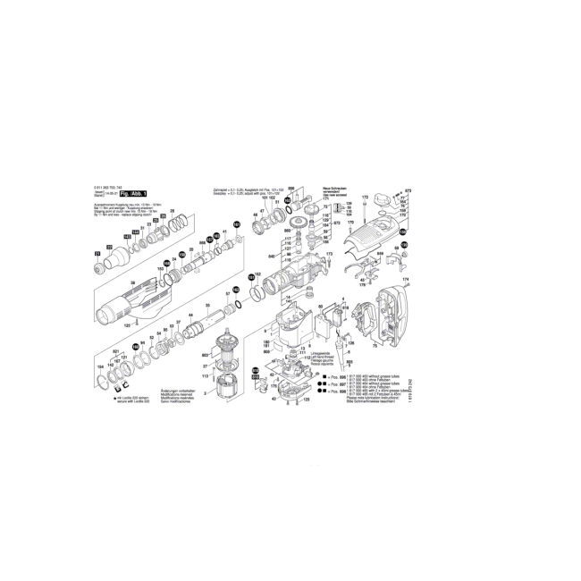 Młot udarowo-obrotowy - BOSCH NIEBIESKI GBH7-46DE 0611263742 - (rysunek techniczny)
