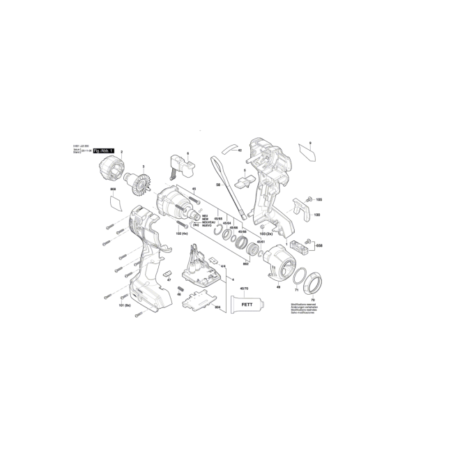 Zakrętarka - BOSCH NIEBIESKI GDX18V-200 3601JJ2200 - (rysunek techniczny)
