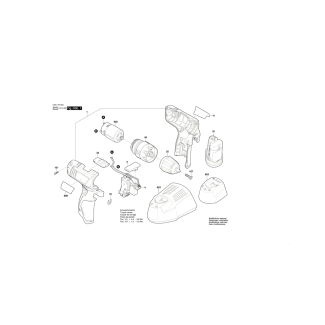 Wiertarko wkrętarka - BOSCH NIEBIESKI GSB120-LI 3601JF3002 - (rysunek techniczny)
