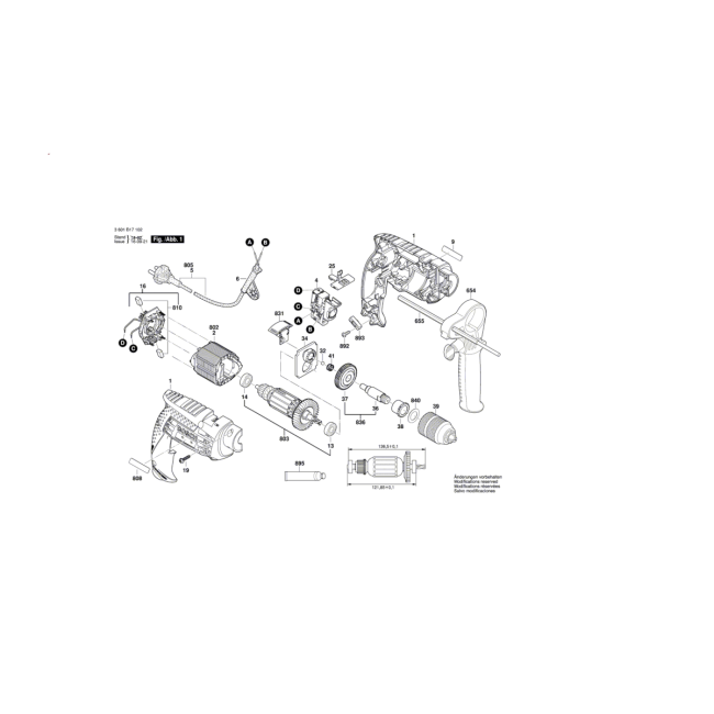 Wiertarka udarowa - BOSCH NIEBIESKI GSB13RE 3601B17107 - (rysunek techniczny)

