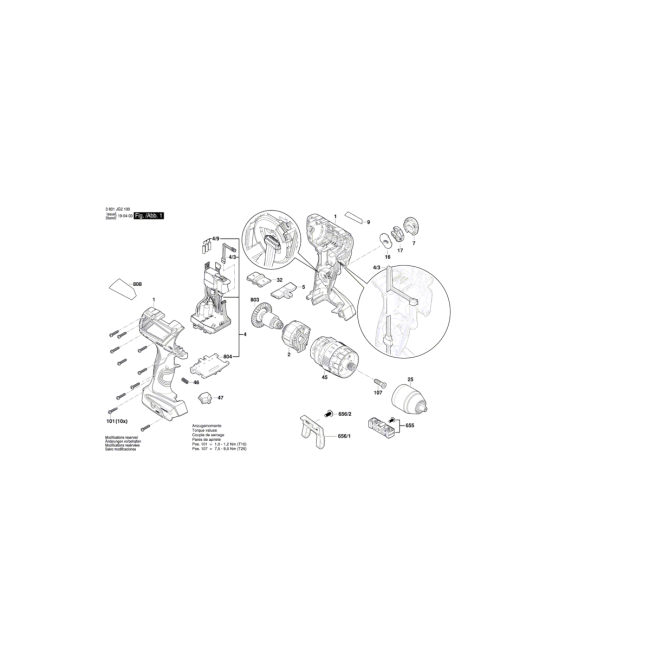 Zakrętarka - BOSCH NIEBIESKI GSB18V-60C 3601JG2100 - (rysunek techniczny)
