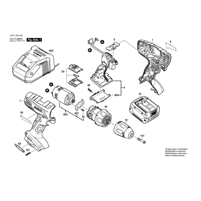Wiertarko-wkrętarka - BOSCH NIEBIESKI GSR14,4V-LI 3601H60400 - (rysunek techniczny)
