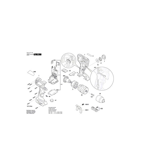 Wiertarko-wkrętarka akumulatorowa - BOSCH NIEBIESKI GSR18V-60C 3601JG1100 - (rysunek techniczny)
