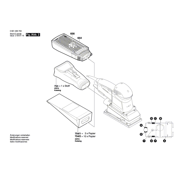 Szlifierka oscylacyjna - BOSCH NIEBIESKI GSS280AE 0601293703 - (rysunek techniczny)
