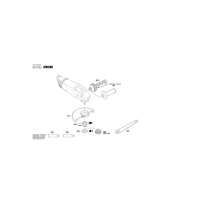 Szlifierka kątowa - BOSCH NIEBIESKI GWS22-230JH 3601H82M03 - (rysunek techniczny)
