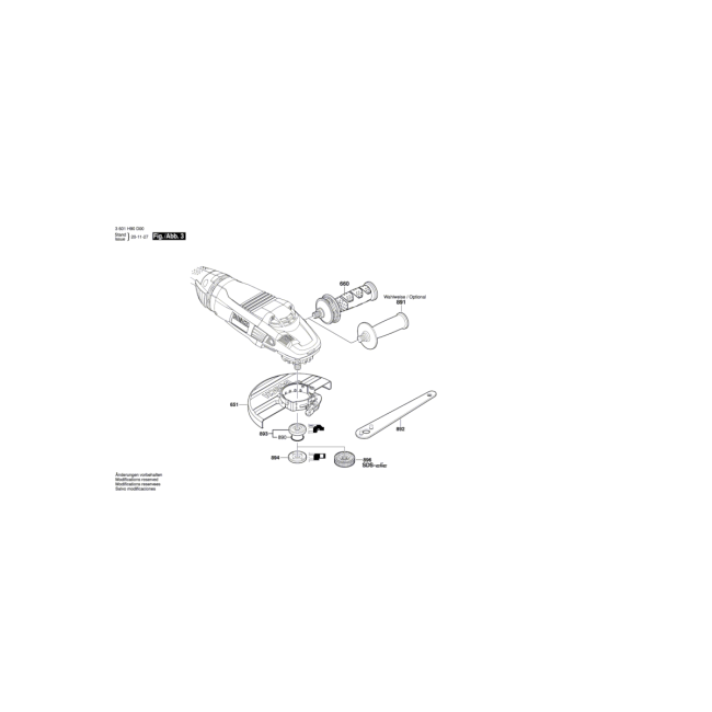 Szlifierka kątowa - BOSCH NIEBIESKI GWS22-230LVI 3601H91D00 - (rysunek techniczny)

