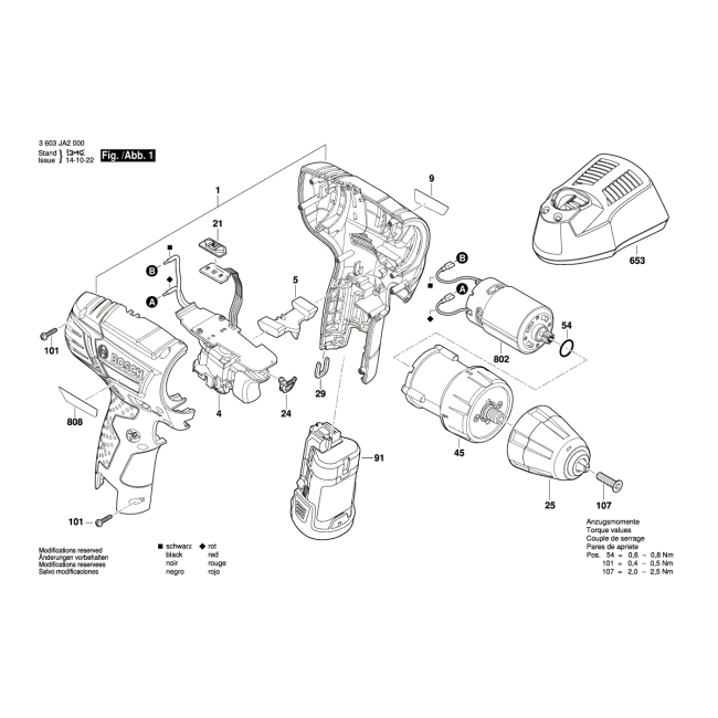 Wiertarko-wkrętarka akumulatorowa - BOSCH ZIELONY PSR1080LI 3603JA2000 - (rysunek techniczny)
