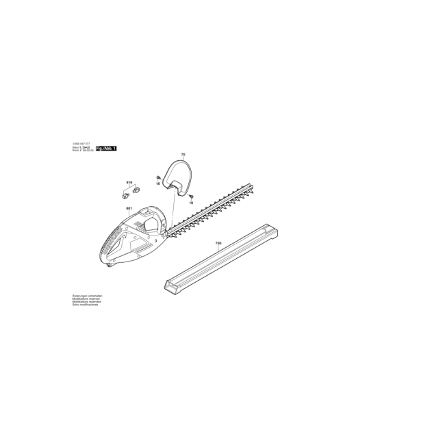 Nożyce do żywopłotu - BOSCH ZIELONY AHS48-16 3600H47203 - (rysunek techniczny)
