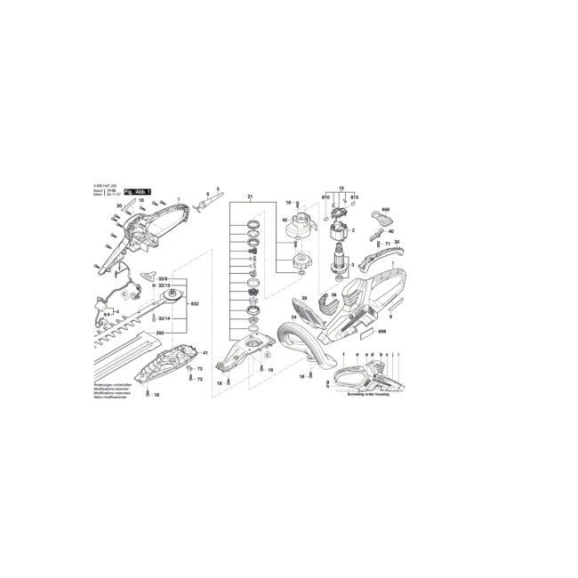 Nożyce do żywopłotu - BOSCH ZIELONY AHS70-34 3600H47K00 - (rysunek techniczny)
