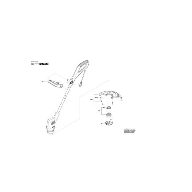 Podkaszarka - BOSCH ZIELONY EasyGrassCut23 3600HC1H00 - (rysunek techniczny)
