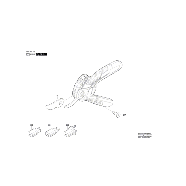 Nożyce do żywopłotu - BOSCH ZIELONY EASYPRUNEBT 3600HB2100 - (rysunek techniczny)
