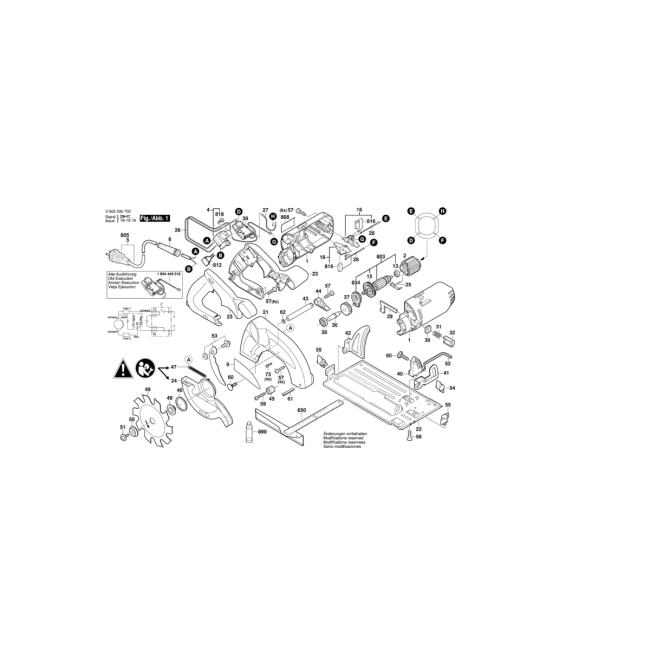 Pilarka - BOSCH ZIELONY PKS54CE 0603330708 - (rysunek techniczny)
