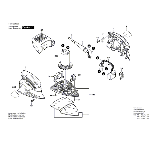 Szlifierka oscylacyjna - BOSCH ZIELONY PSM80A 3603C54000 - (rysunek techniczny)
