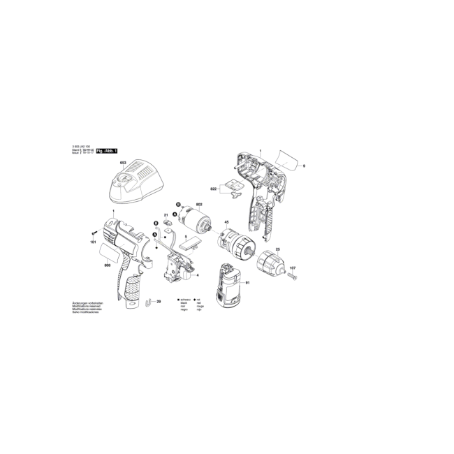 Wkrętarka akumulatorowa - BOSCH ZIELONY PSR1080LI 3603JA2100 - (rysunek techniczny)
