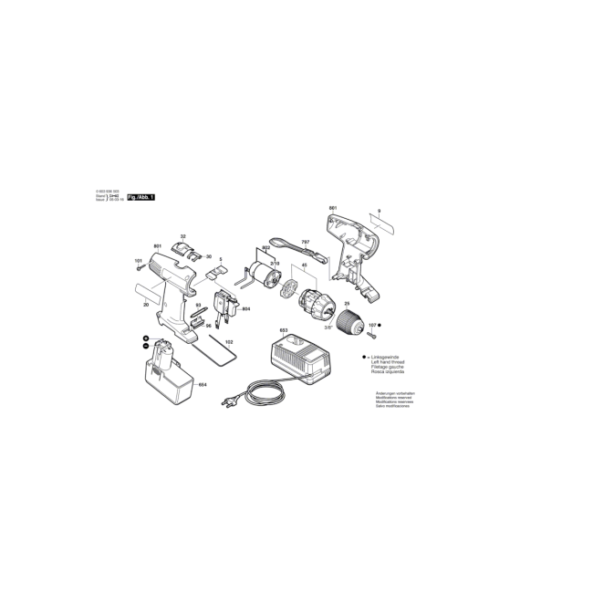 Wiertarko-wkrętarka akumulatorowa - BOSCH ZIELONY PSR12VES-2 0603936520 - (rysunek techniczny)
