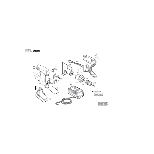 Wkrętarka akumulatorowa - BOSCH ZIELONY PSR7,2VES 0603936723 - (rysunek techniczny)
