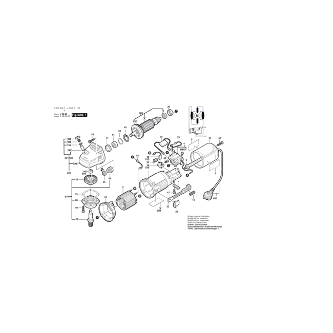 Szlifierka kątowa - BOSCH ZIELONY PWS7-125 0603374003 - (rysunek techniczny)
