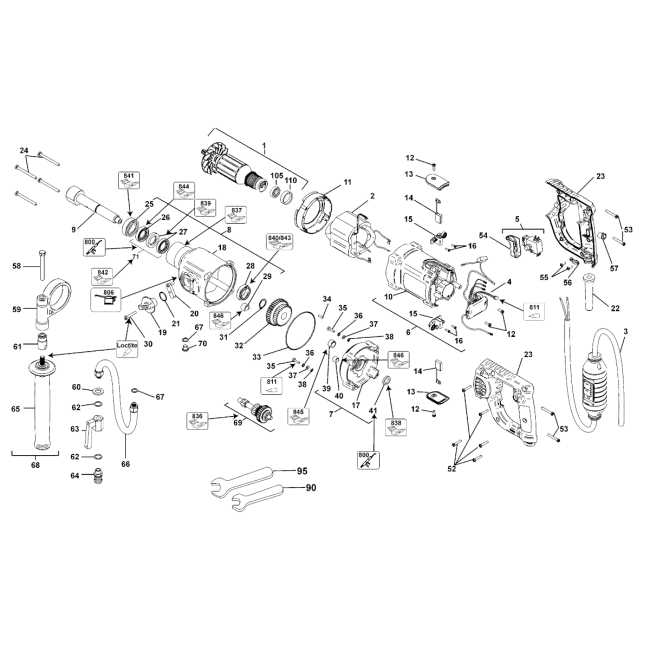 Wiertarko-wkrętarka akumulatorowa - DEWALT D21582K Typ 1 - (rysunek techniczny)
