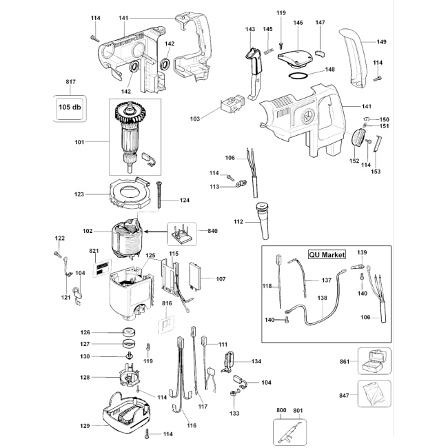 Młotowiertarka - DEWALT D25405 Typ 2 - (rysunek techniczny)
