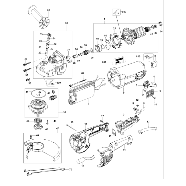 Szlifierka kątowa - DEWALT D28415 Typ 1 - (rysunek techniczny)

