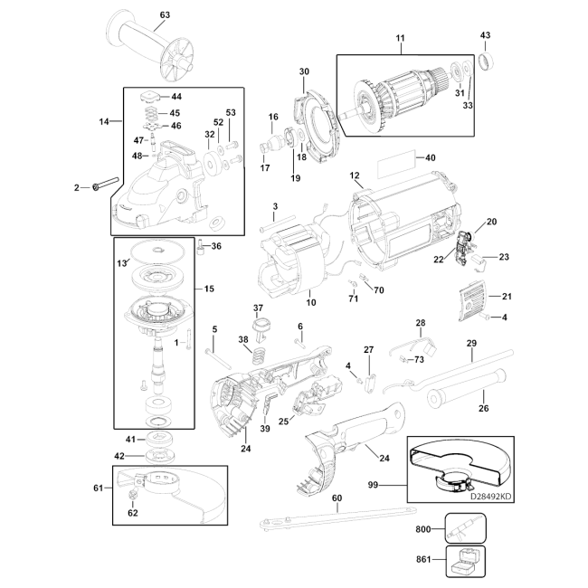 Szlifierka kątowa - DEWALT D28492 Typ 4 - (rysunek techniczny)
