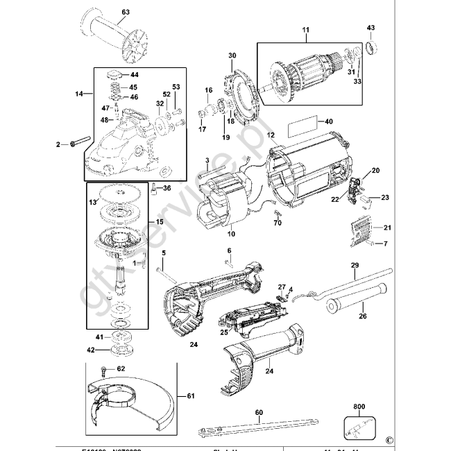Szlifierka kątowa - DEWALT D28498 Typ 1 - (rysunek techniczny)
