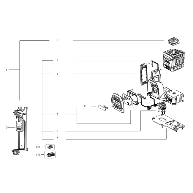 Wkrętarka akumulatorowa - DEWALT DCE089D1G18 Typ 1 - (rysunek techniczny)

