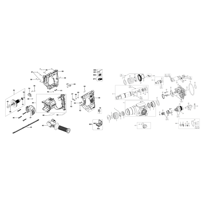 Młotowiertarka - DEWALT DCH133NT Typ 1 - (rysunek techniczny)
