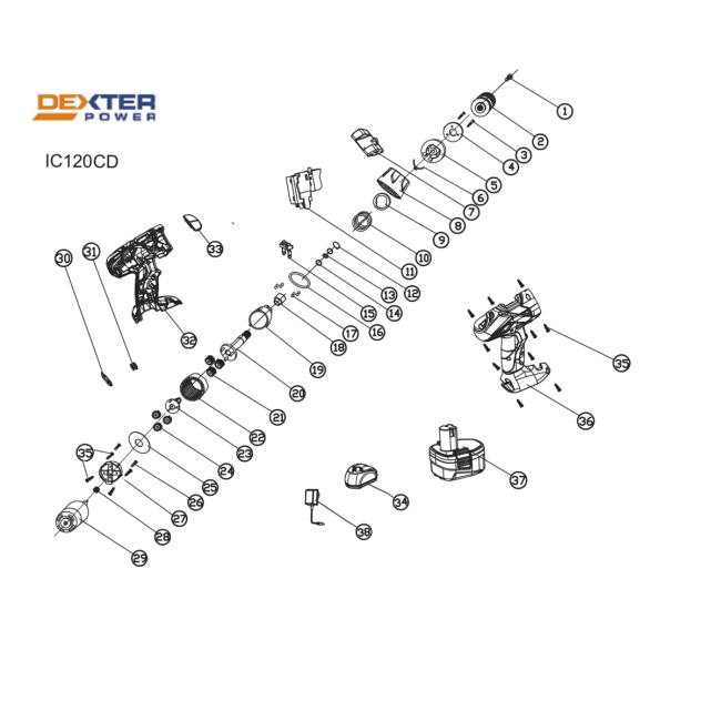 Wiertarko-wkrętarka akumulatorowa - DEXTER IC120CD 