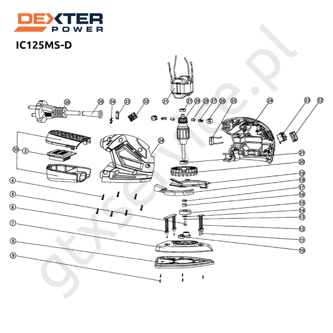 Szlifierka oscylacyjna - DEXTER IC125MS-D 