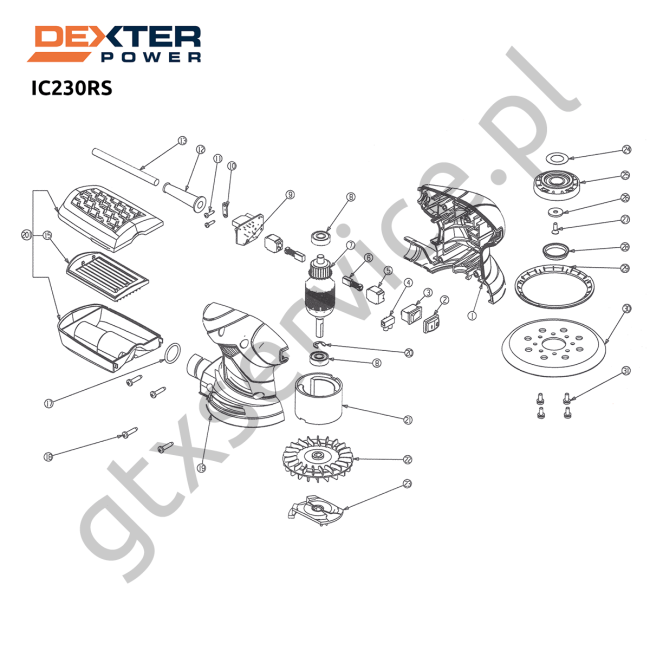 Szlifierka mimośrodowa - DEXTER IC230RS 