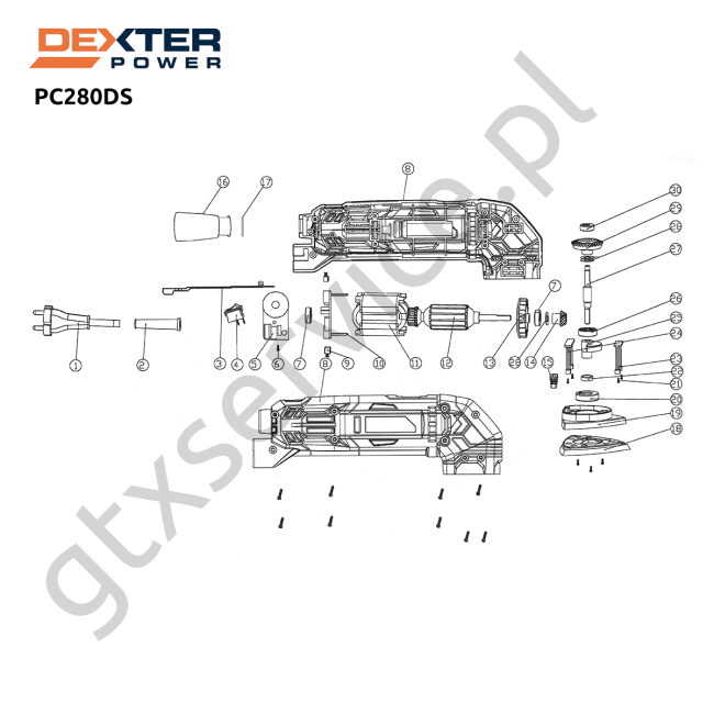 Szlifierka oscylacyjna - DEXTER PC280DS 