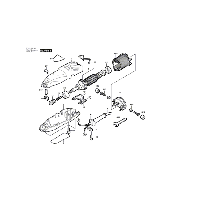 Miniszlifierka - DREMEL 300 F013030045 - (rysunek techniczny)
