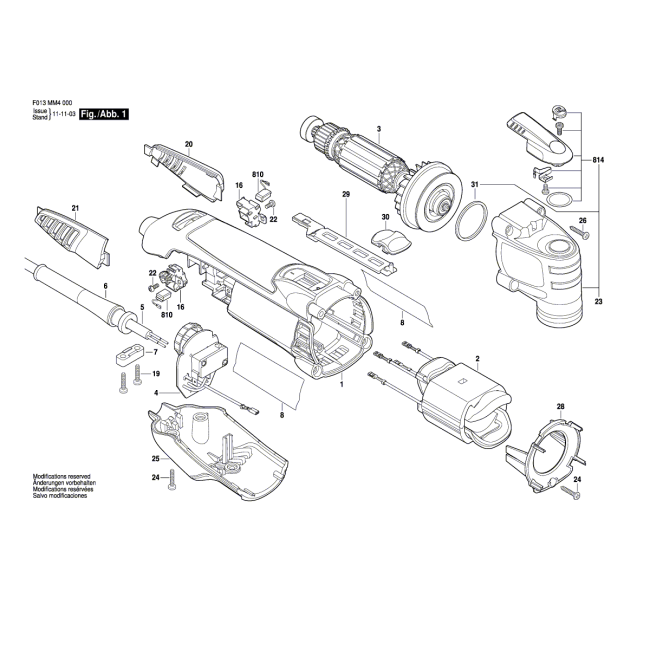 Szlifierka oscylacyjna - DREMEL MM40 F013MM4045 - (rysunek techniczny)
