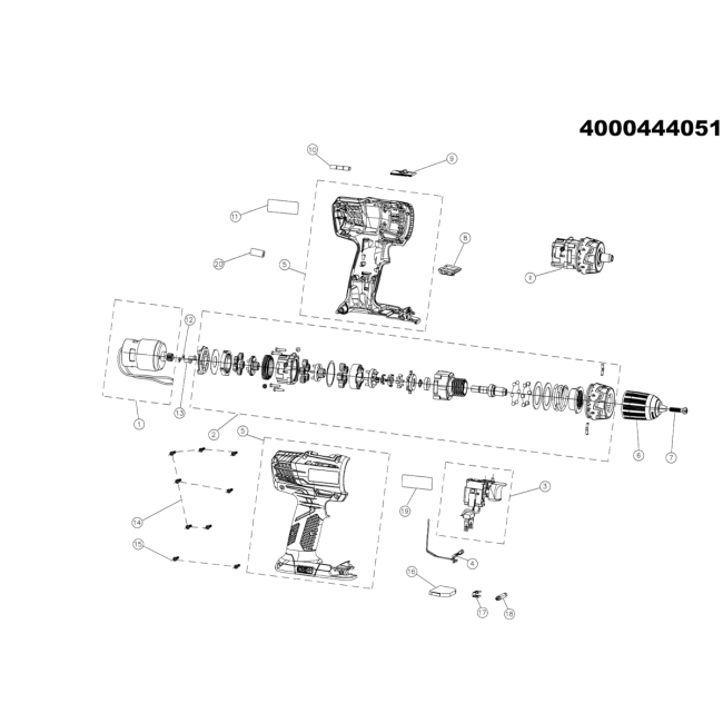 Wiertarko-wkrętarka aku. - RYOBI RCD18021L 4000444051 - (rysunek techniczny)
