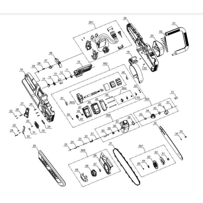 Pilarka łańcuchowa - EINHELL GP-LC36/35LI-SOLO 4501780-11017 - (rysunek techniczny)
